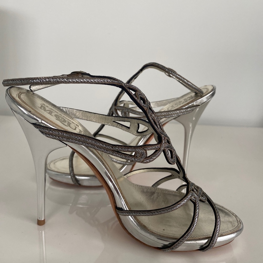 Alexander McQueen Open Toe Celtic Knot Heels 36